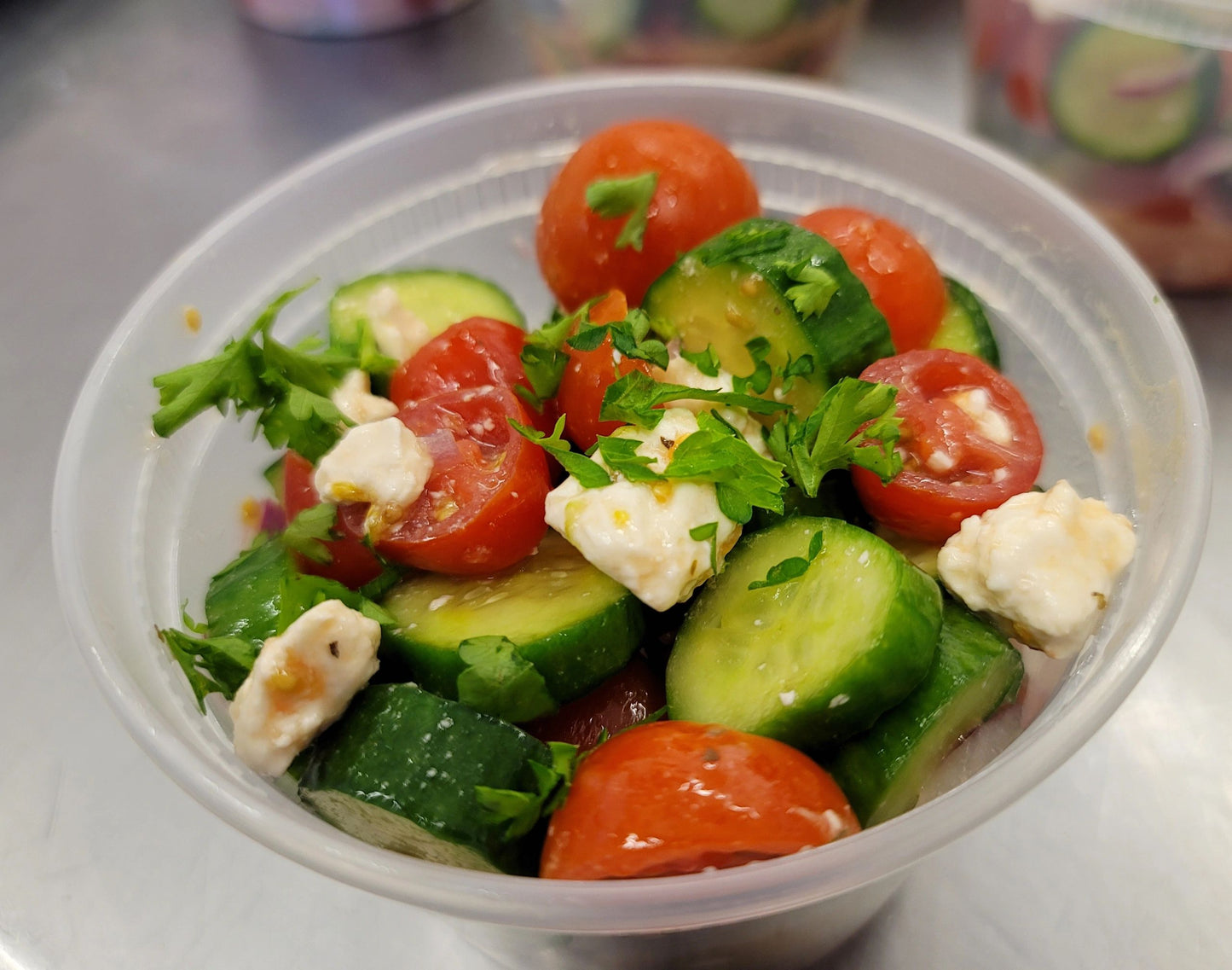 Delicious and hearty keto Cucumber Tomato & Feta Salad (16oz) made with fresh, wholesome ingredients