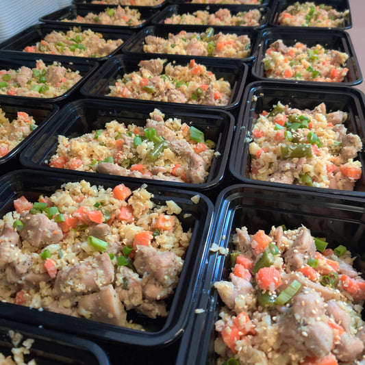 Hearty and nutritious keto-friendly Chinese Chicken Fried Rice with fresh ingredients