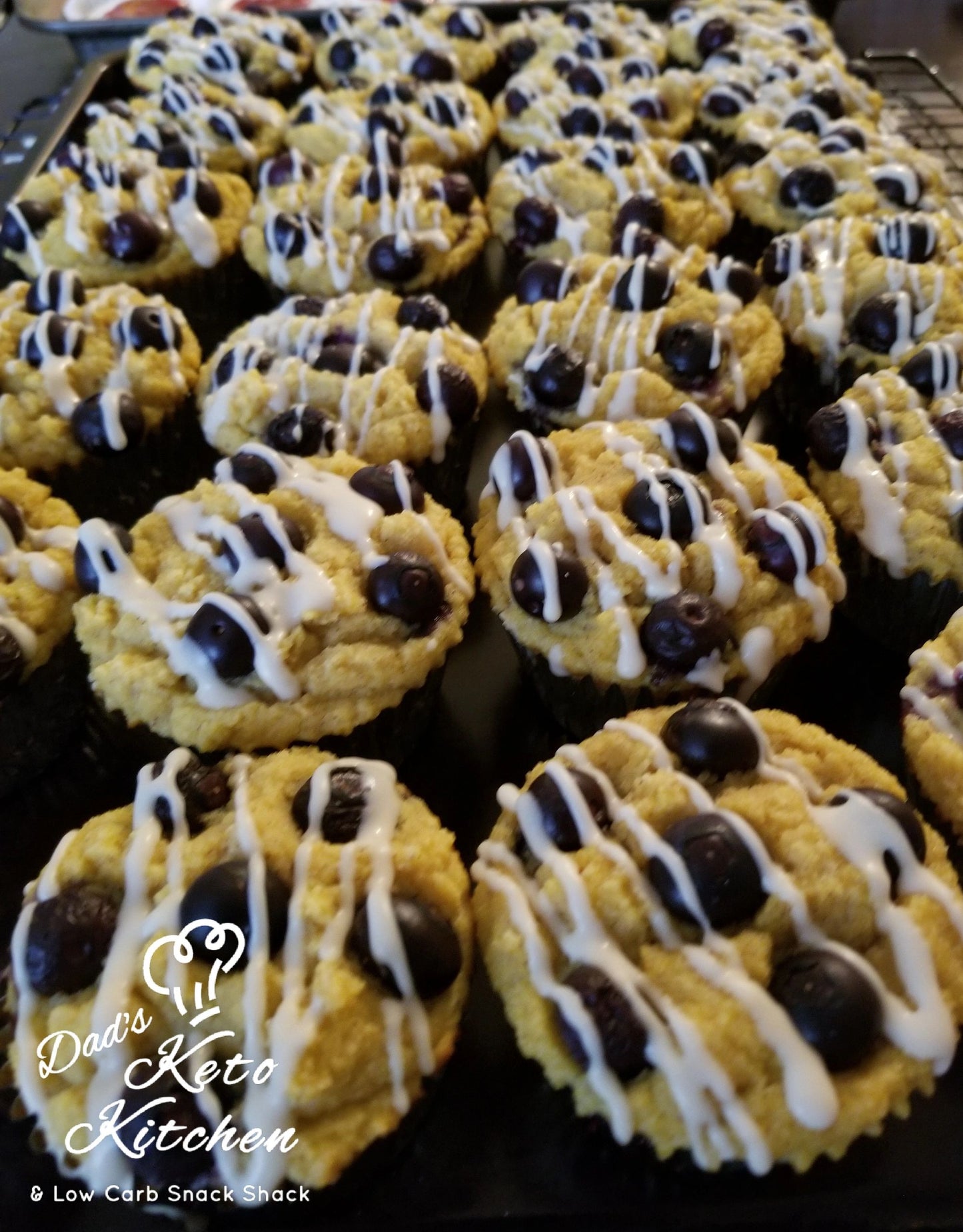 Wholesome, gluten-free "Ke-To-Go" Savory Iced Blueberry Pancake Muffins (4) perfect for a low-carb lifestyle