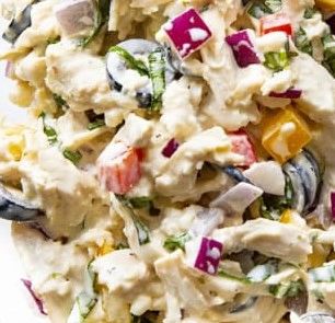 A delicious, low-carb Mediteranean Chicken Salad (16oz) on a classic favorite dish