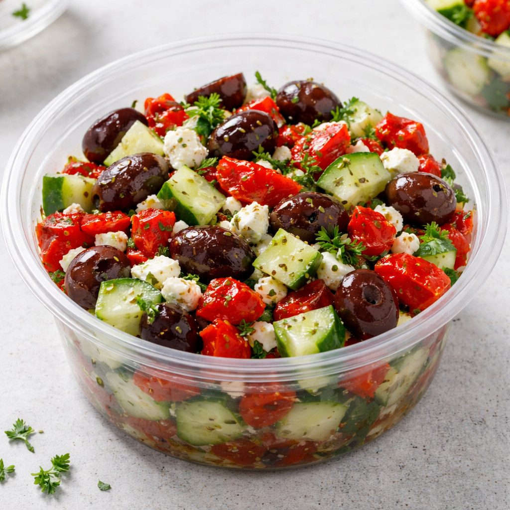 Olive, Feta & Roasted Red Pepper Salad with Chicken (16oz) (Net Carbs 2.5g)