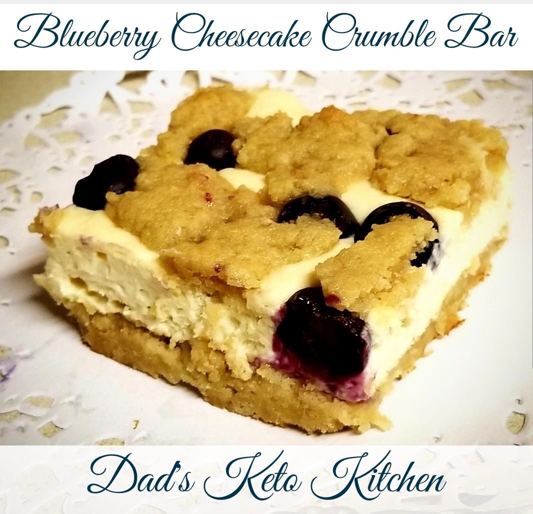 Balanced, flavorful low-carb Blueberry Cheesecake Crumble Bar made with premium ingredients