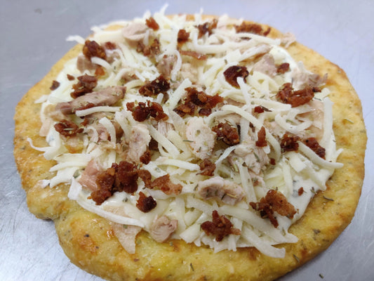 Guilt-free keto Gourmet Chicken Bacon Ranch Pizza - sugar-free, gluten-free, and low-carb