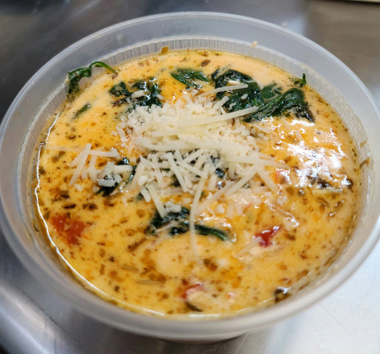 Gourmet keto-friendly Creamy Tuscan Chicken Soup (16oz) packed with nutrients and taste