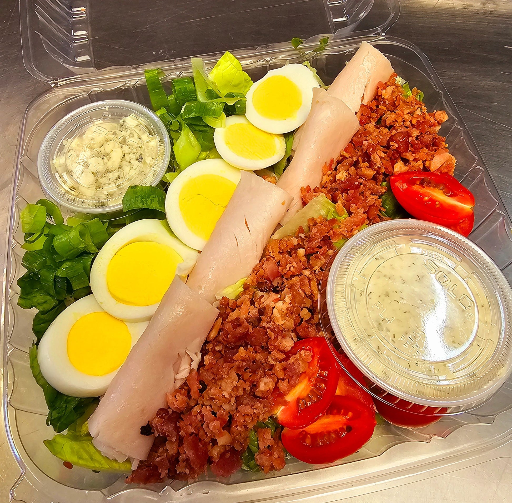 Perfectly cooked keto-friendly Keto Cobb Salad with healthy fats and proteins