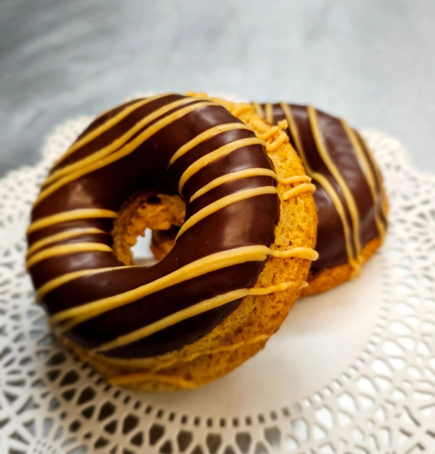 Fresh and homemade keto Peanut Butter Chocolate Donuts (4pk) with no added sugars