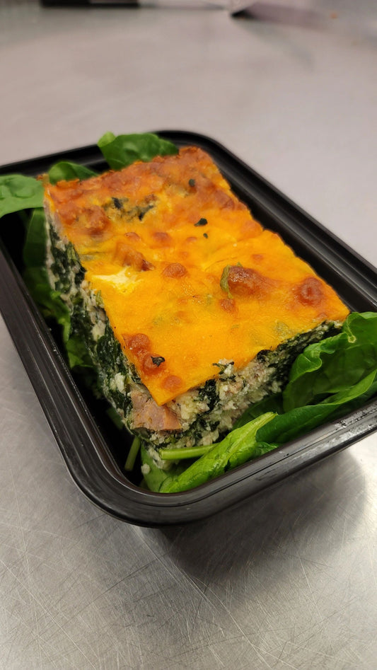 Tasty and nourishing low-carb Sausage Spinach Ricotta Casserole made for keto lovers