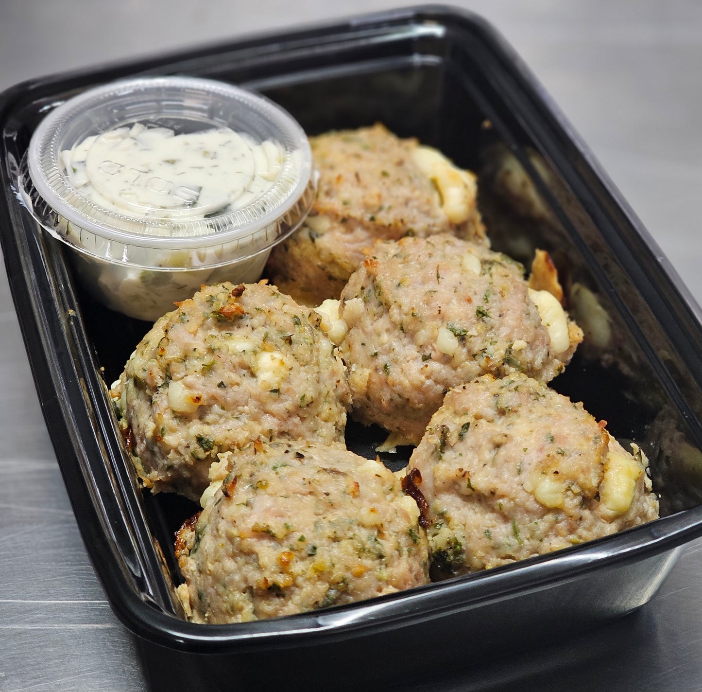 Mediterranean Chicken Meatballs (5) (Net Carbs: 6g)
